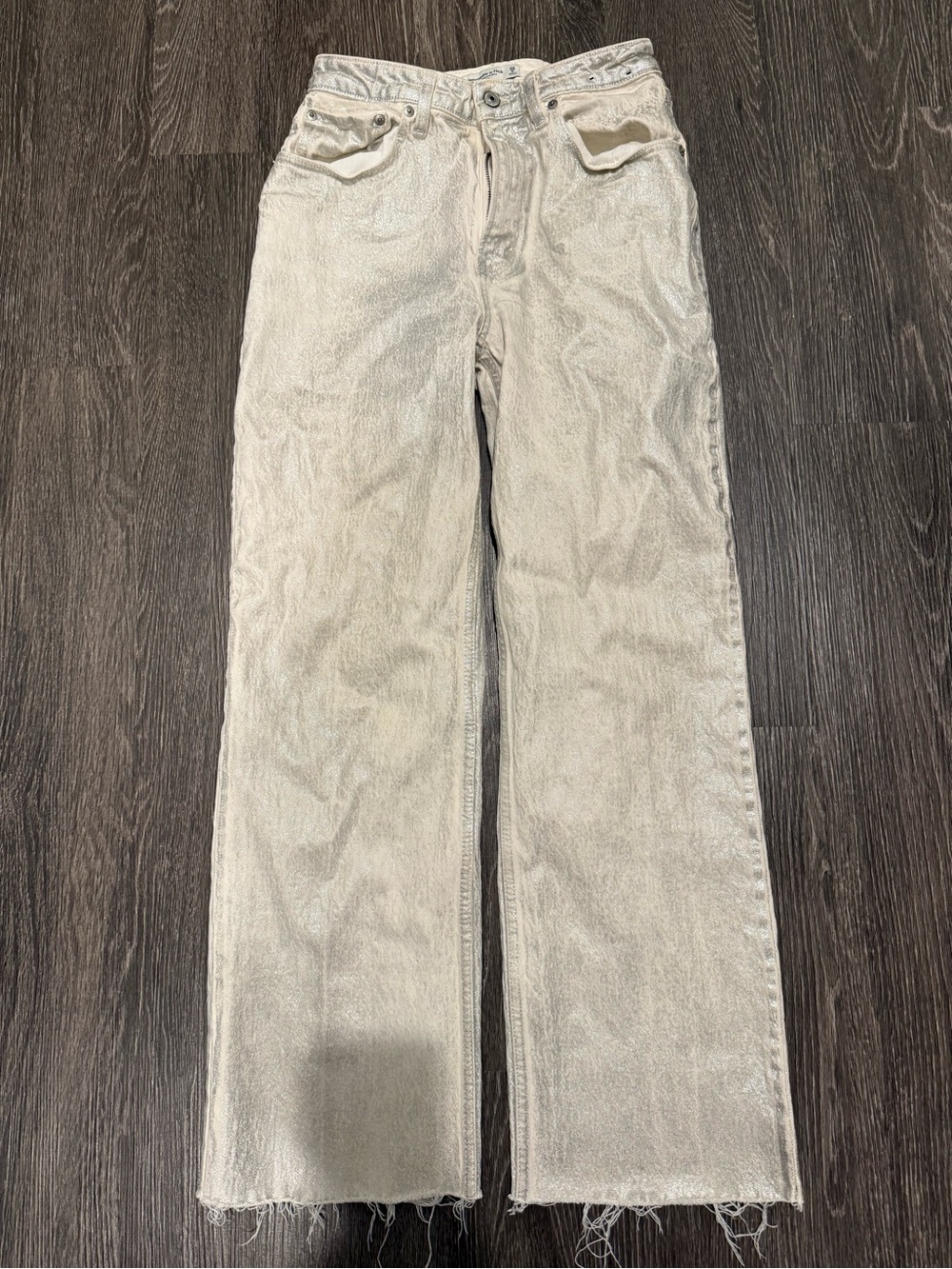 Abercrombie & Fitch Women's Cream Wide-Leg Jeans